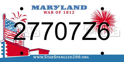27707Z6 Maryland License Plate