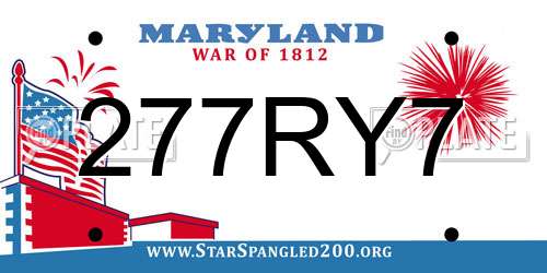 277RY7 Maryland License Plate
