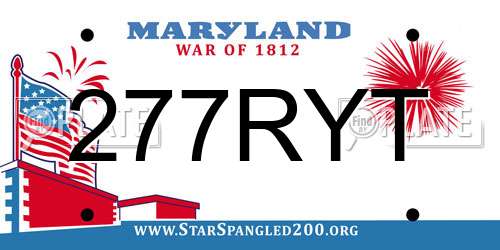 277RYT Maryland License Plate