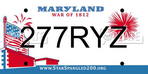 277RYZ Maryland License Plate