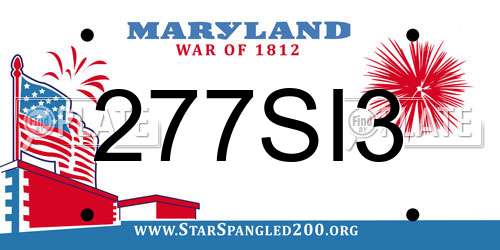 277SI3 Maryland License Plate