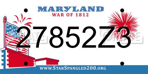 27852Z3 Maryland License Plate
