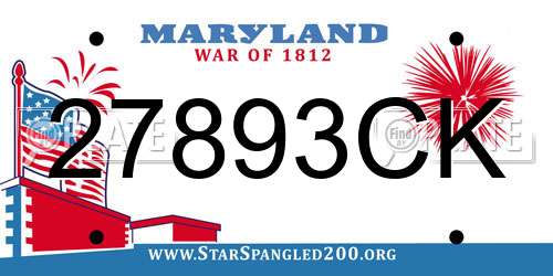 27893CK Maryland License Plate