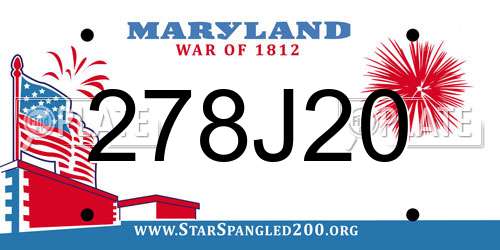 278J20 Maryland License Plate