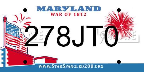 278JT0 Maryland License Plate