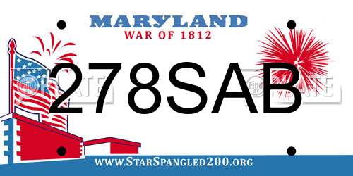 278SAB Maryland License Plate