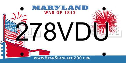 278VDU Maryland License Plate