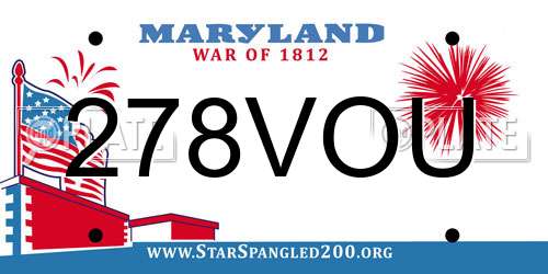 278VOU Maryland License Plate