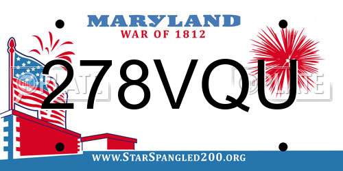 278VQU Maryland License Plate