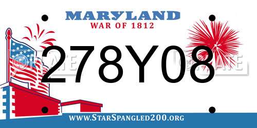 278Y08 Maryland License Plate