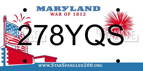 278YQS Maryland License Plate