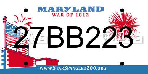 27BB223 Maryland License Plate