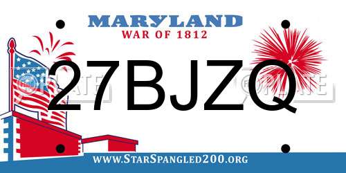 27BJZQ Maryland License Plate