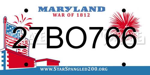 27BO766 Maryland License Plate