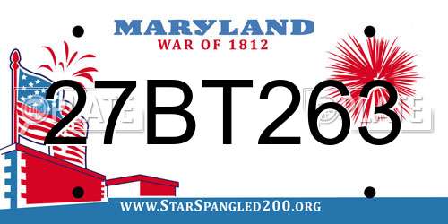 27BT263 Maryland License Plate