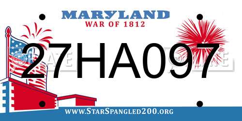 27HA097 Maryland License Plate