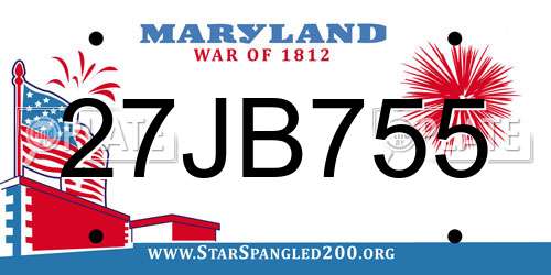 27JB755 Maryland License Plate