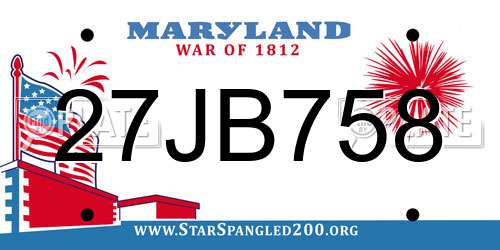 27JB758 Maryland License Plate