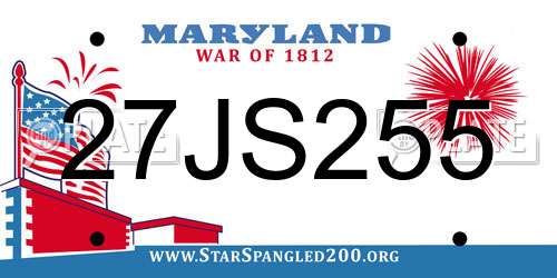 27JS255 Maryland License Plate