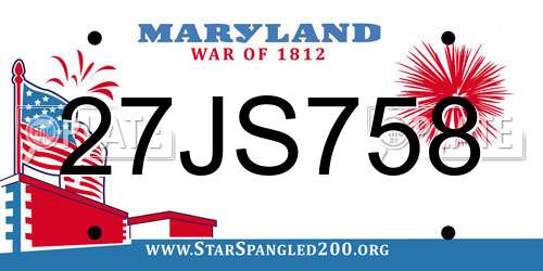 27JS758 Maryland License Plate