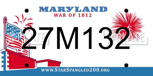 27M132 Maryland License Plate