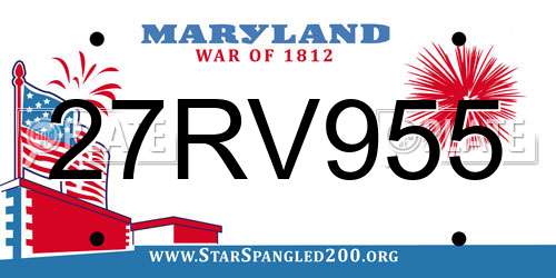 27RV955 Maryland License Plate