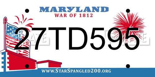 27TD595 Maryland License Plate