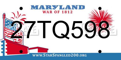 27TQ598 Maryland License Plate