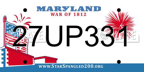 27UP331 Maryland License Plate