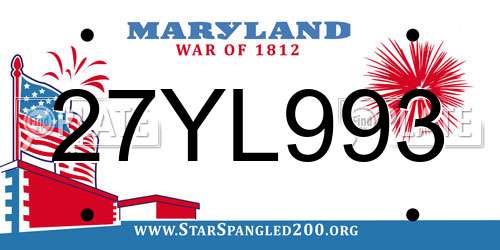 27YL993 Maryland License Plate
