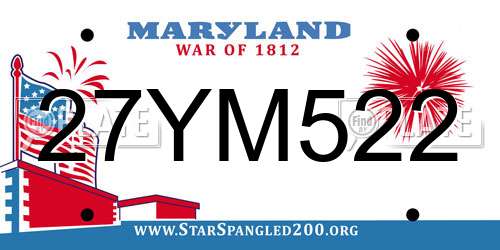 27YM522 Maryland License Plate