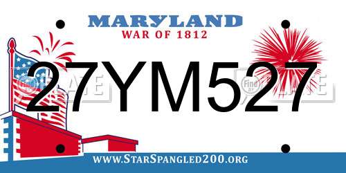 27YM527 Maryland License Plate