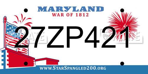 27ZP421 Maryland License Plate