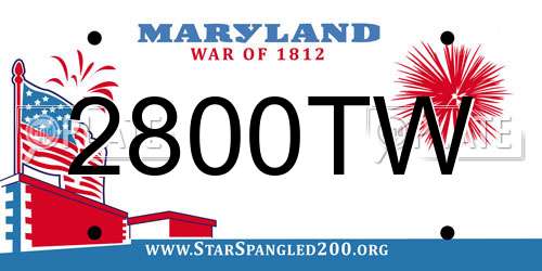 2800TW Maryland License Plate