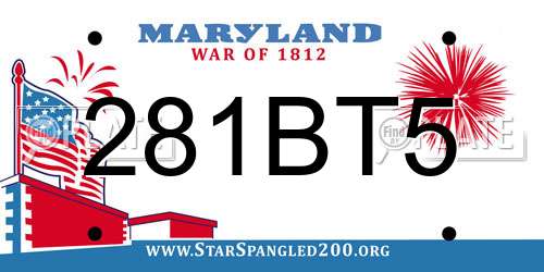 281BT5 Maryland License Plate