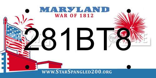281BT8 Maryland License Plate