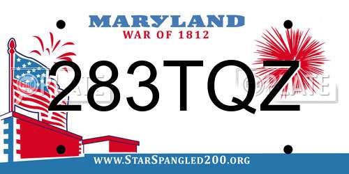 283TQZ Maryland License Plate
