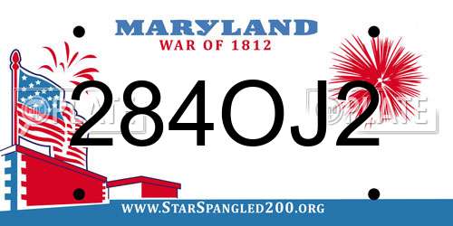 284OJ2 Maryland License Plate