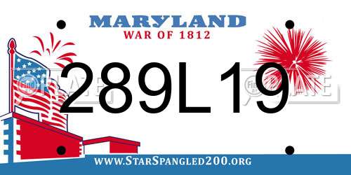 289L19 Maryland License Plate