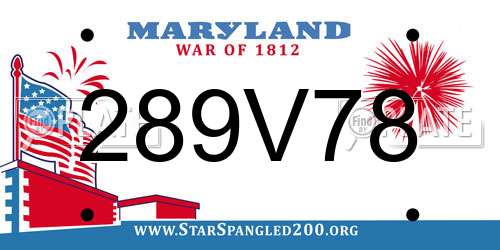 289V78 Maryland License Plate