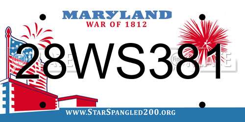28WS381 Maryland License Plate