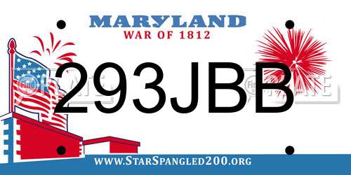 293JBB Maryland License Plate