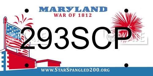 293SCP Maryland License Plate