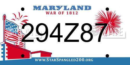 294Z87 Maryland License Plate