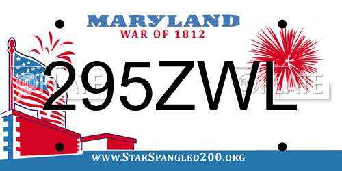 295ZWL Maryland License Plate