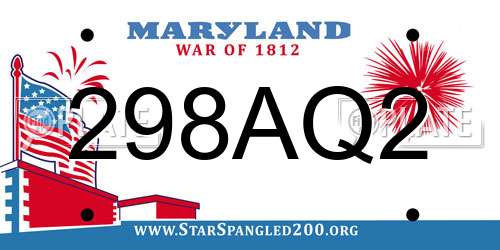 298AQ2 Maryland License Plate