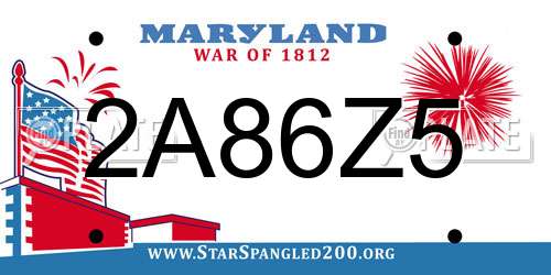 2A86Z5 Maryland License Plate