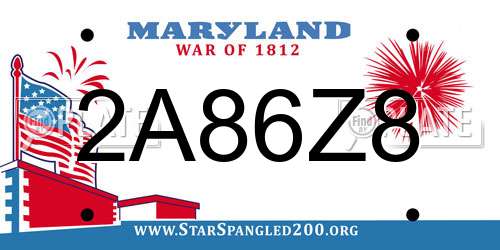 2A86Z8 Maryland License Plate