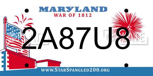 2A87U8 Maryland License Plate