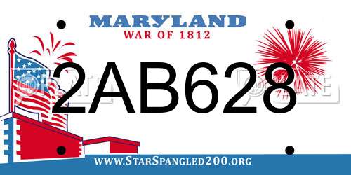 2AB628 Maryland License Plate